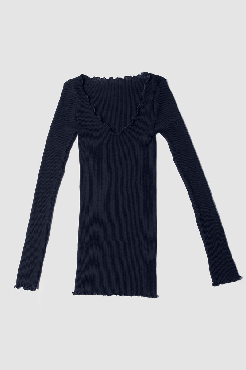 Aila Wool Silk Reversible Top (Navy)